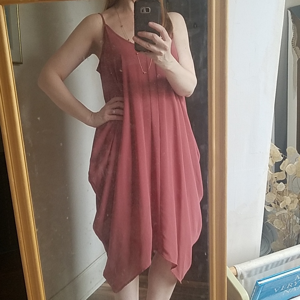 Brick drapey midi dress